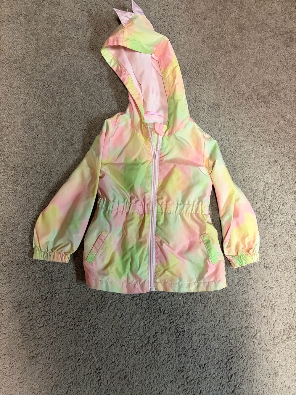 Girls' Pastel Tie-Dye Hooded Rain Jacket - Lightweight